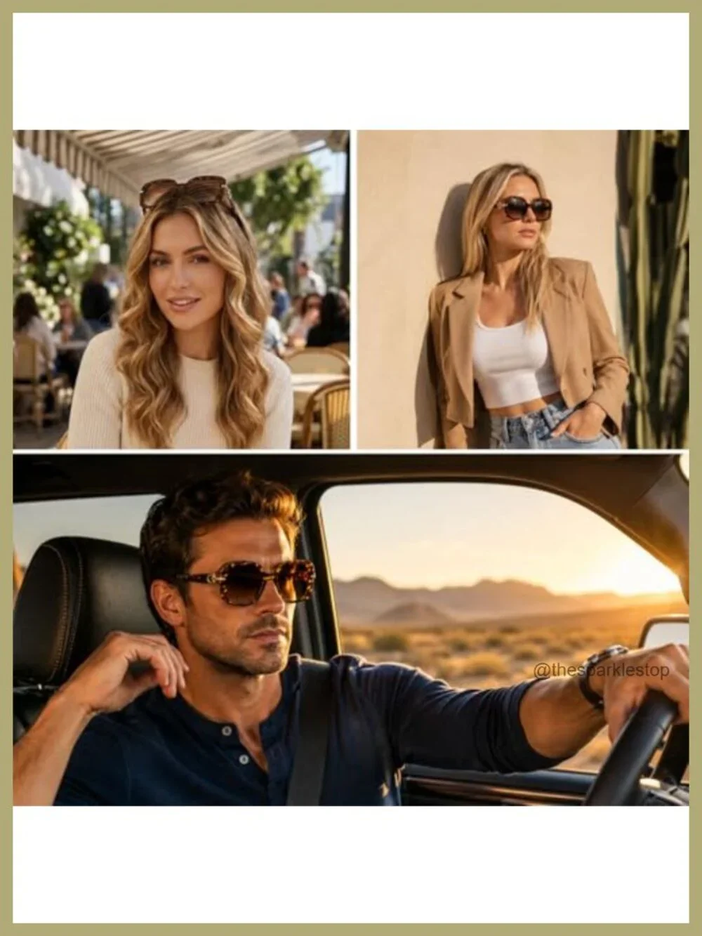 Oversized Square Sunglasses for Women Unisex UV400 Thick Frame with Metal